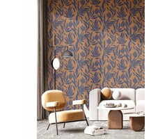 Behang met bladerenprint 30144