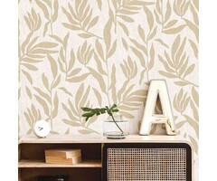 Behang met bladerenprint