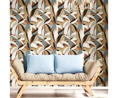 Behang met abstracte bladerenprint 30106