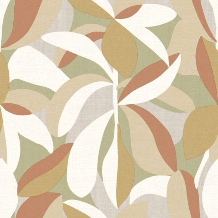 Behang met abstracte bladerenprint 30105
