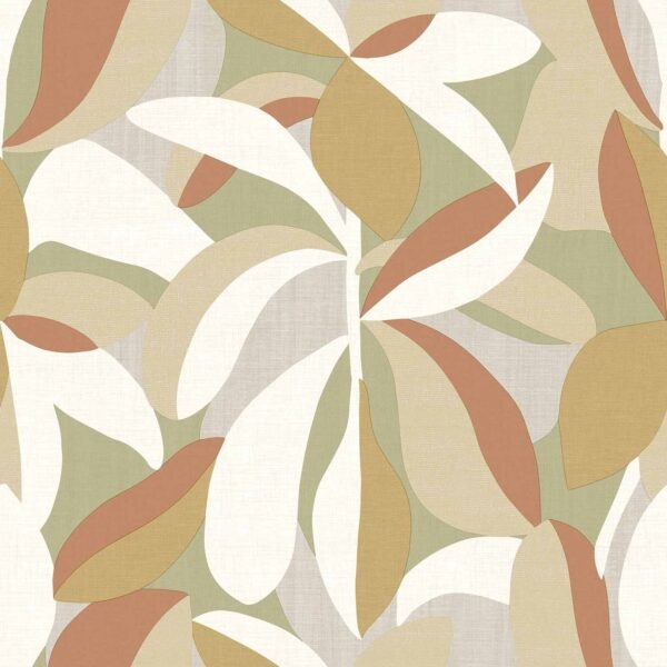 Behang met abstracte bladerenprint 30105