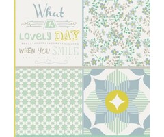 Behang patchwork bloemen en tekst  61171-03