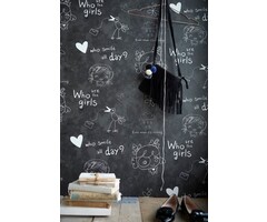 Behang met tekeningen en tekst 61169-16