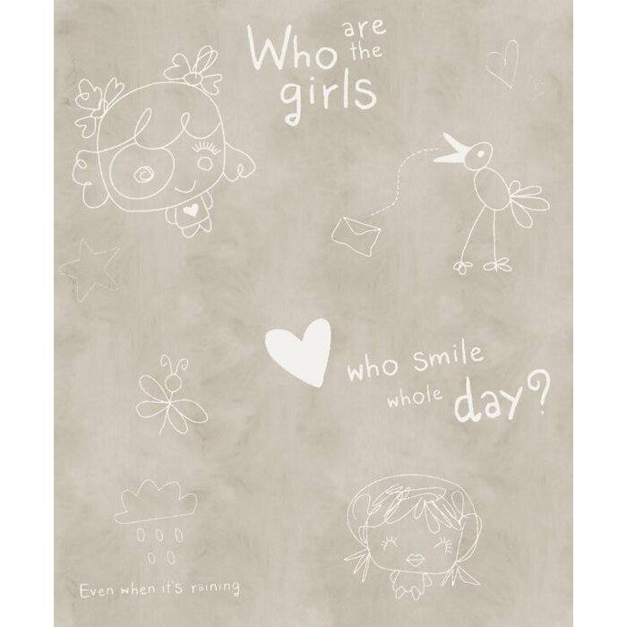 Behang met tekeningen en tekst 61169-00