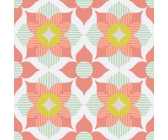 Behang met grote grafische bloemen  61168-04