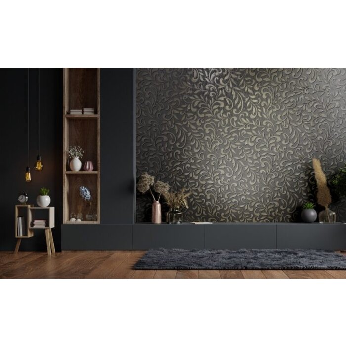 Behang met klassieke ornamenten-bladeren print  6829-30