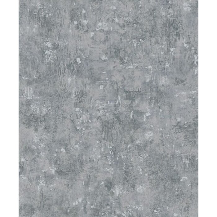 Behang met grove beton structuur en metallic glans