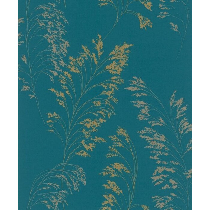 Behang met glanzende graspluimen  6819-30