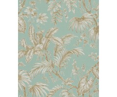 Behang met wit-gouden bladeren 6818-50