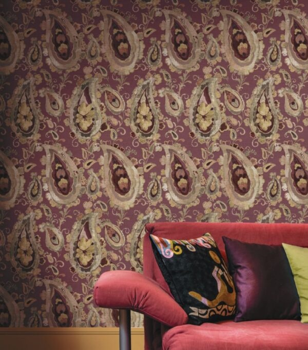 Behang met organische paisley print