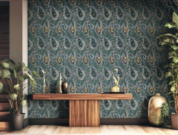 Behang met organische paisley print