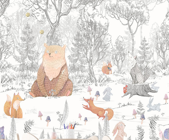 Cute Walls - Forest Animals 212x280cm