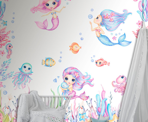 Cute Walls - Little Mermaids 212x280cm
