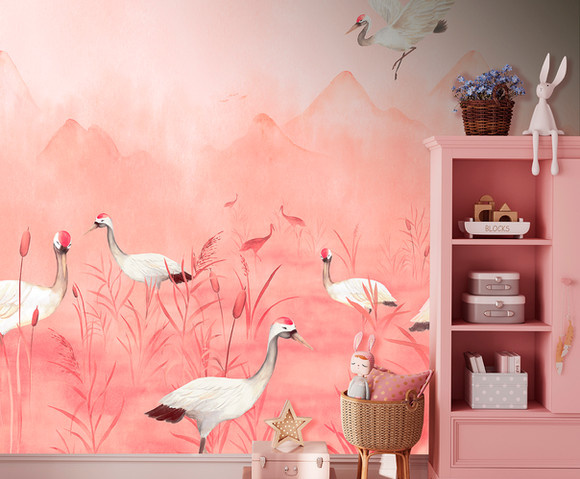 Cute Walls - Crane Dance Meadow 212x280cm