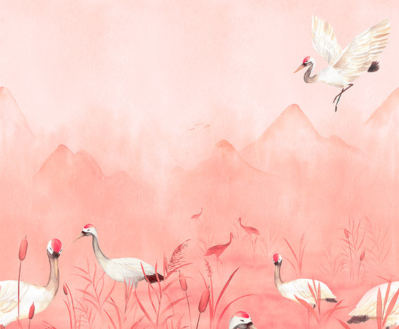 Cute Walls - Crane Dance Meadow 212x280cm