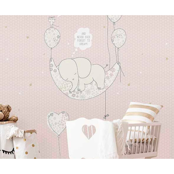 Sofie & Junar - Elephant In The Room Pink 100x280cm