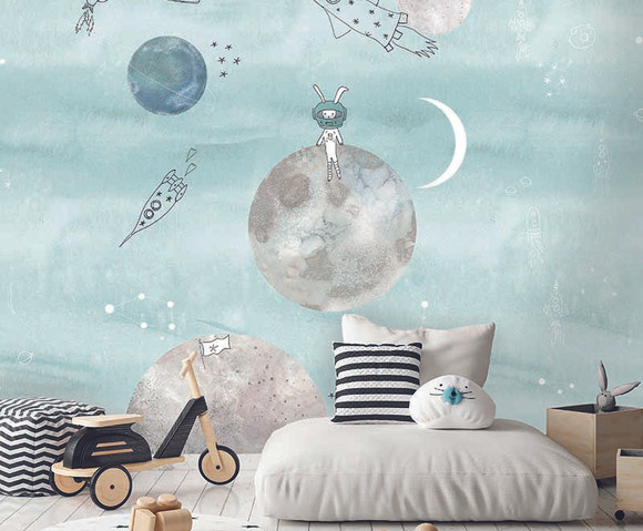 Sofie & Junar - To The Moon Blue 200x280cm