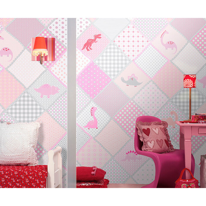 Kay & Liv - Dino Love Roze 200x280cm