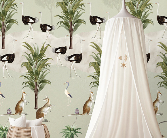 Olive & Noah - Ostrich Jungle green 100x280cm