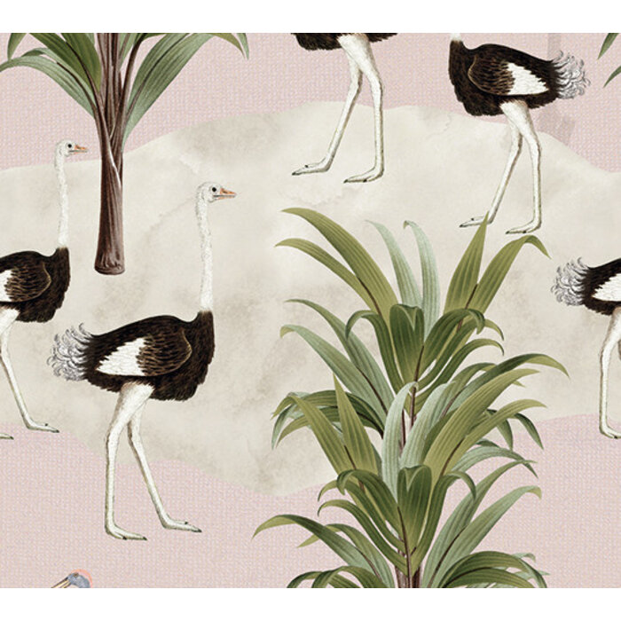 Olive & Noah - Ostrich Jungle Pink 100x280cm