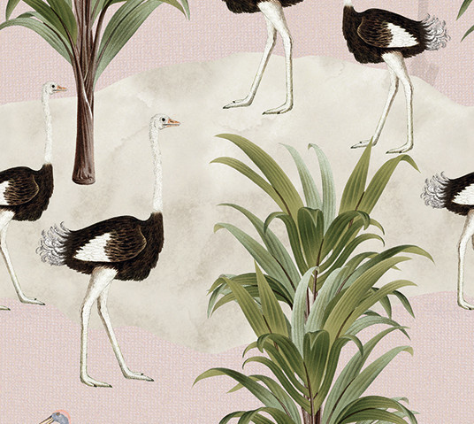 Olive & Noah - Ostrich Jungle Pink 100x280cm