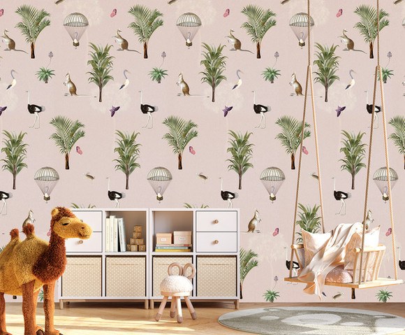 Olive & Noah - Ostrich Repeat pink 100x280cm