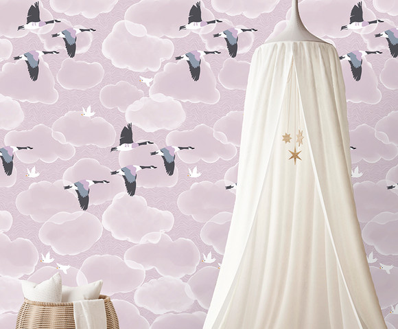 Olive & Noah - Lilac Clouds 100x280cm