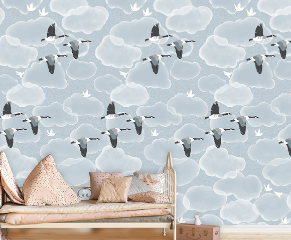 Olive & Noah - Soft Blue Clouds 100x280cm