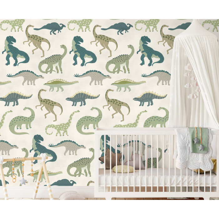 Olive & Noah - Dino's Play Green 100x280cm