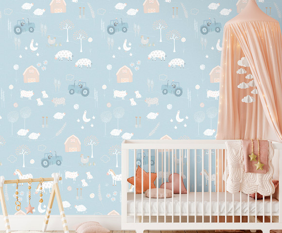 Olive & Noah - Farm L.Blue 100x280cm