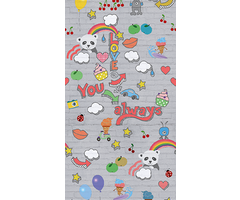 Abby & Bryan - Graffiti baby Grey 100x280cm