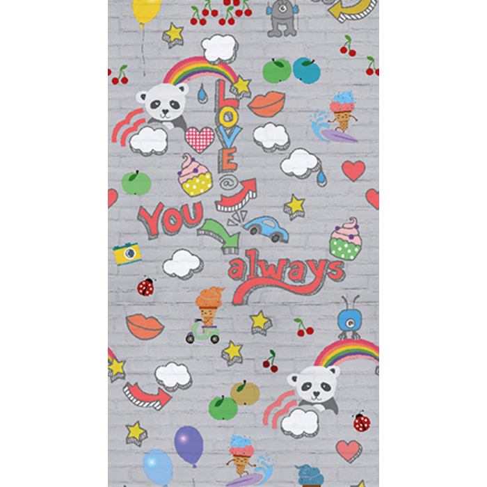 Abby & Bryan - Graffiti baby Grey 100x280cm