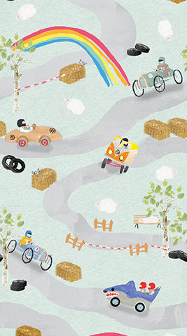 Abby & Bryan - Soap box derby colors 100x280cm