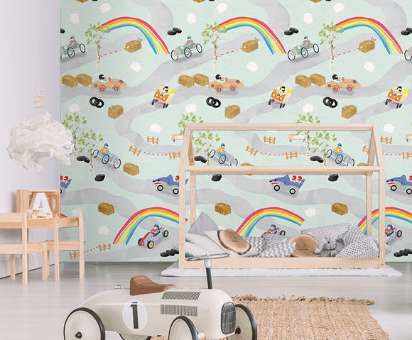 Abby & Bryan - Soap box derby colors 100x280cm