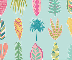 Glasshouse - Leaf Boogie Aqua/Raspberry