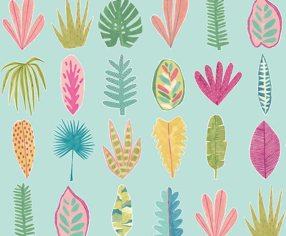 Glasshouse - Leaf Boogie Aqua/Raspberry