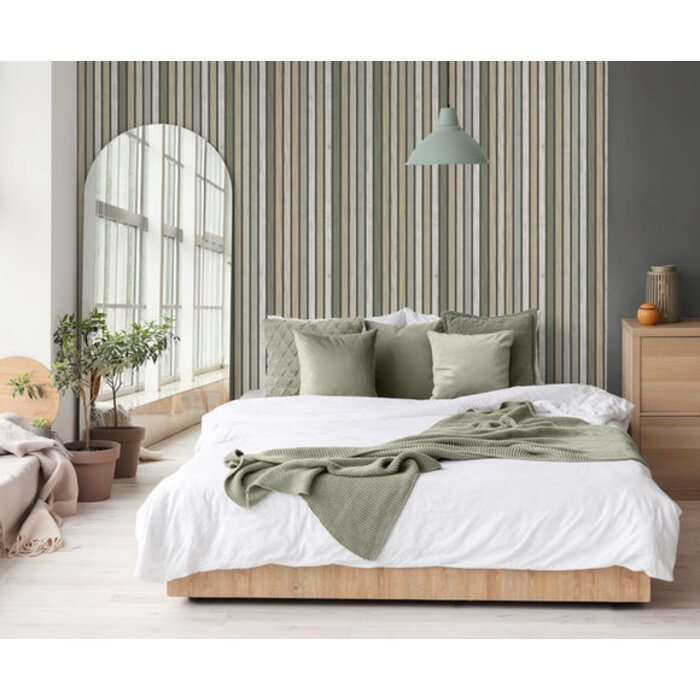 Illusion - houten plankjes beige/groen