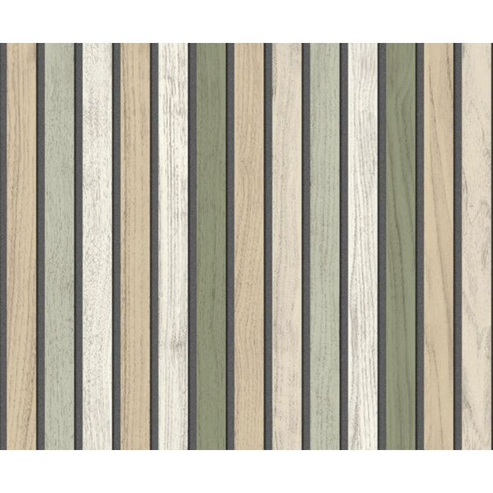 Illusion - houten plankjes beige/groen