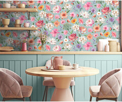 Illusion - bloemen blauw/roze