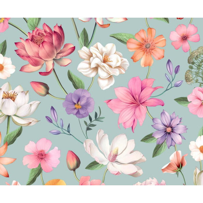 Illusion - bloemen blauw/roze