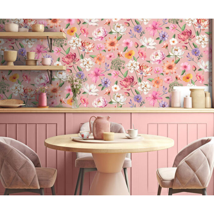 Illusion - bloemen roze/paars