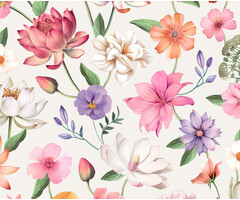 Illusion - bloemen wit/roze/lila