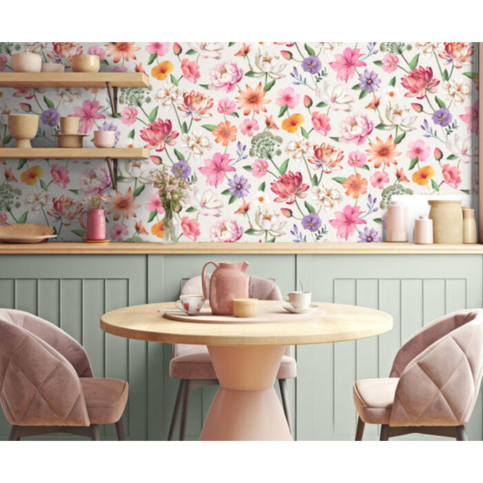 Illusion - bloemen wit/roze/lila