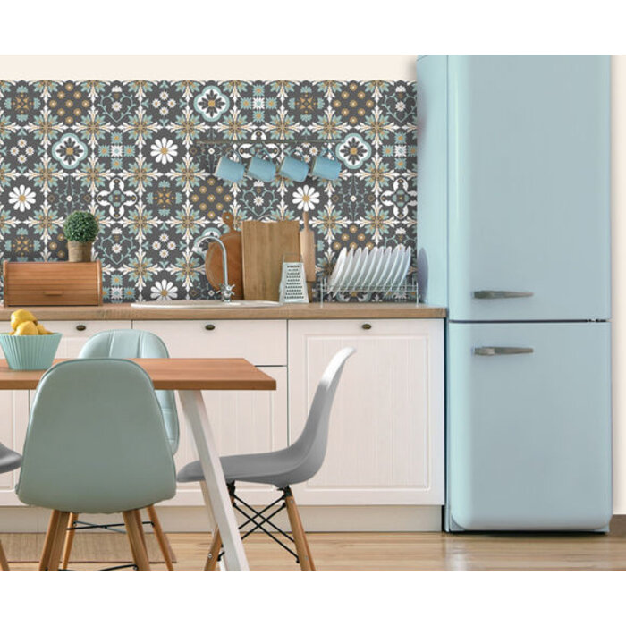 Illusion - tegels zwart/groen/oker