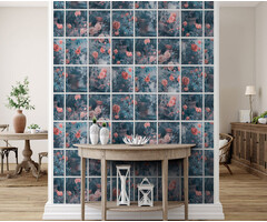 Illusion - rozen/ruit blauw