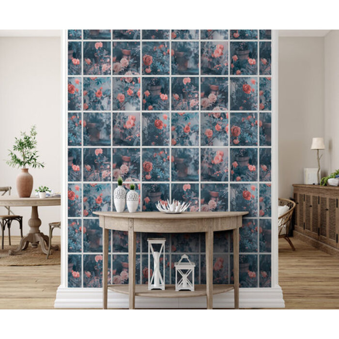 Illusion - rozen/ruit blauw