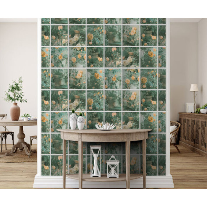 Illusion - rozen/ruit groen/geel