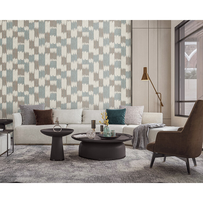 Renaissance 2 - textured loom aqua/brown