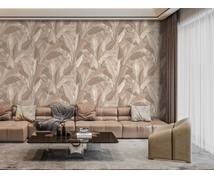 Renaissance 2 - embroidered leaves taupe