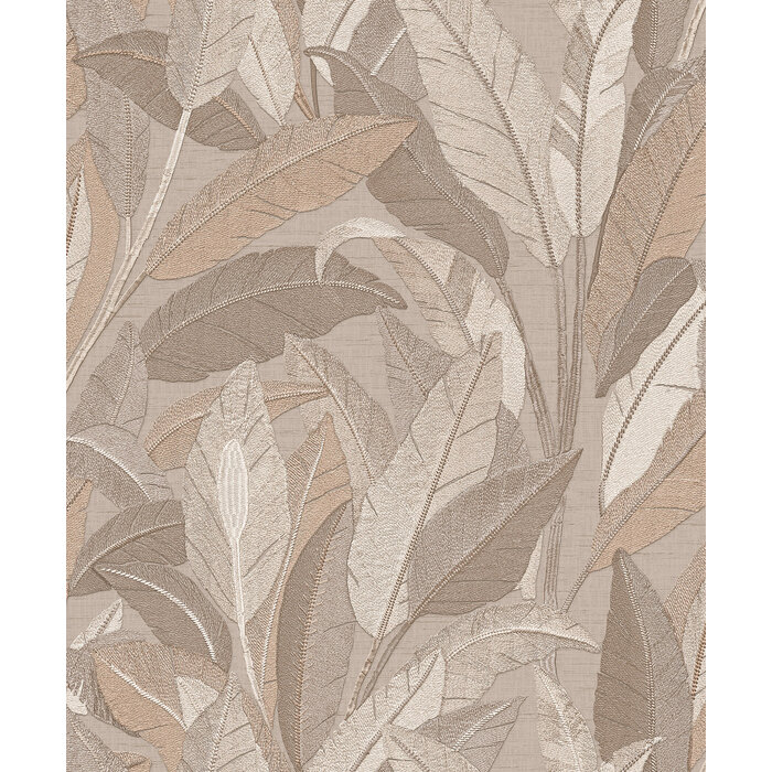 Renaissance 2 - embroidered leaves taupe